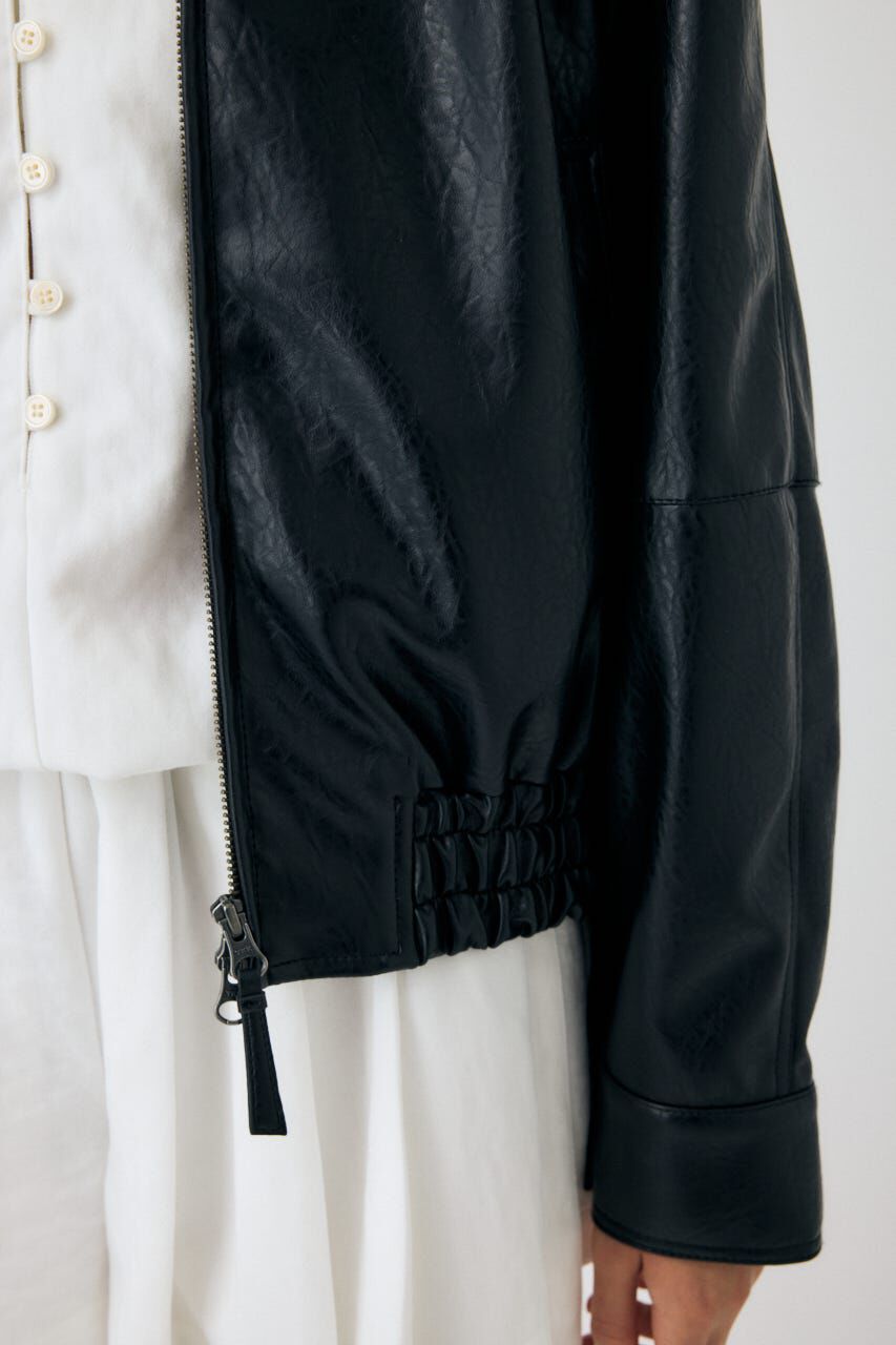 MOUSSY「F/LEATHER GATHER ブルゾン」|ブルゾン・スタジャン|