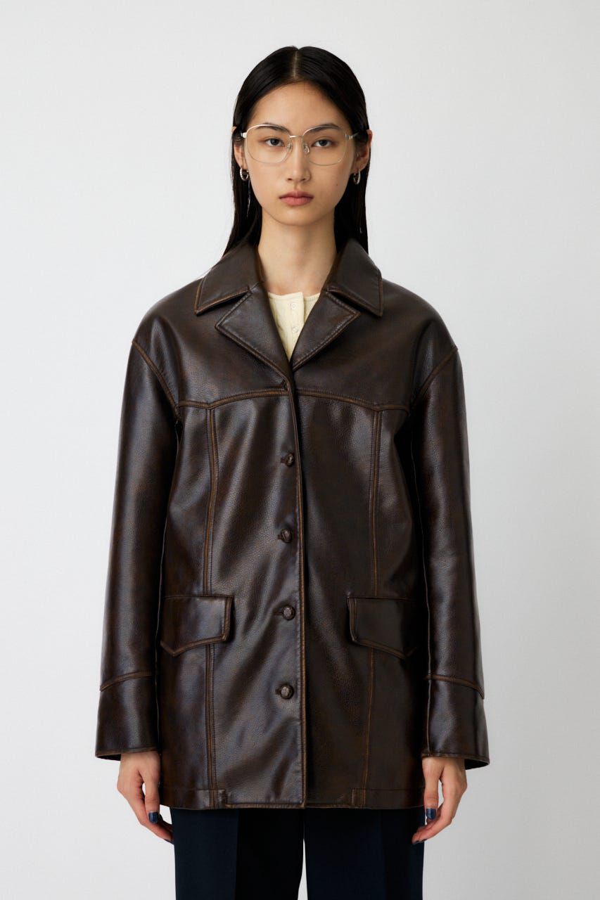 MOUSSY「F/LEATHER 70s HALF コート」|その他|