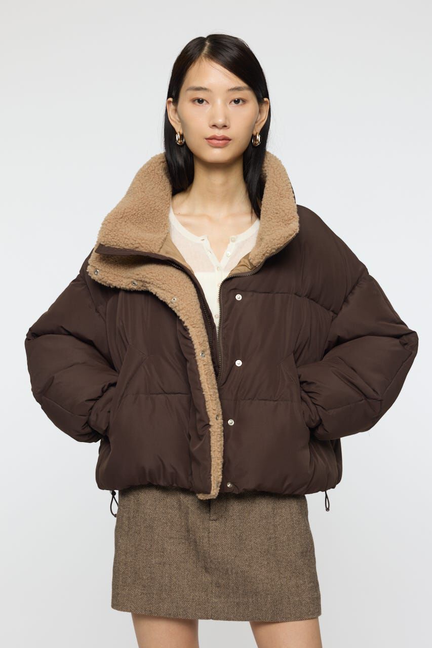 MOUSSY「STAND COLLAR PUFFER ジャケット」|ブルゾン・スタジャン|BRN