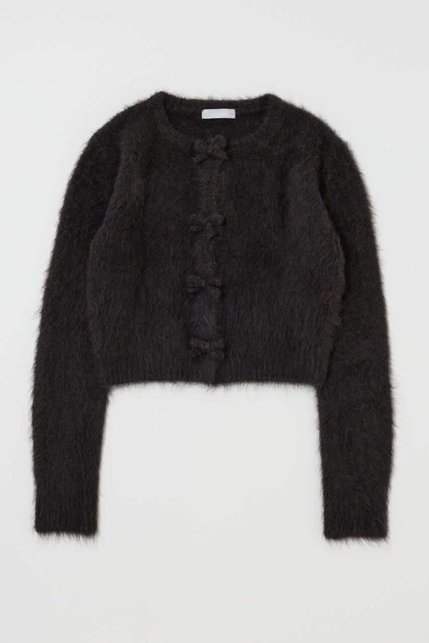MOUSSY「FRONT RIBBON カーディガン」|ニット・セーター|L/BLK1