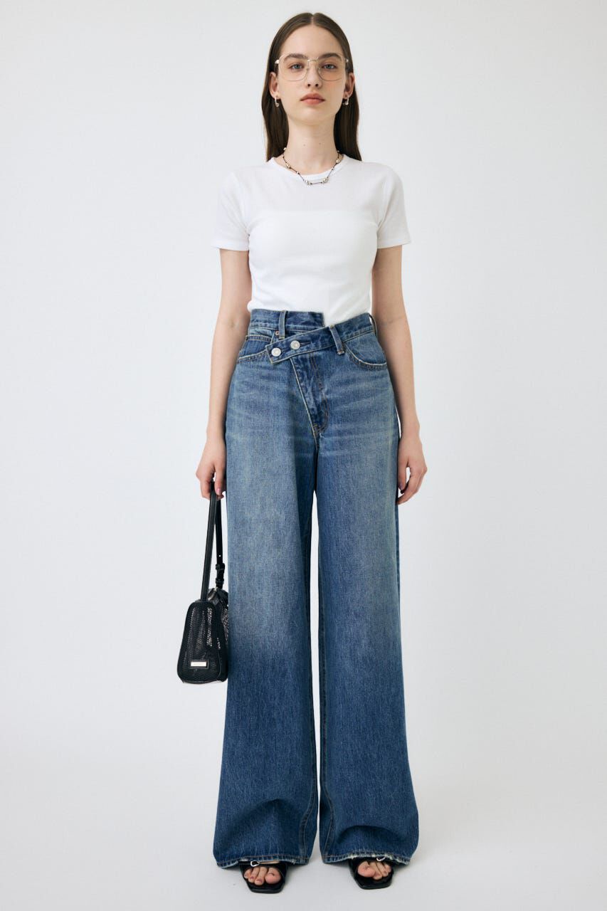 MOUSSY「CROSS WAIST WIDE ストレート」|デニム|