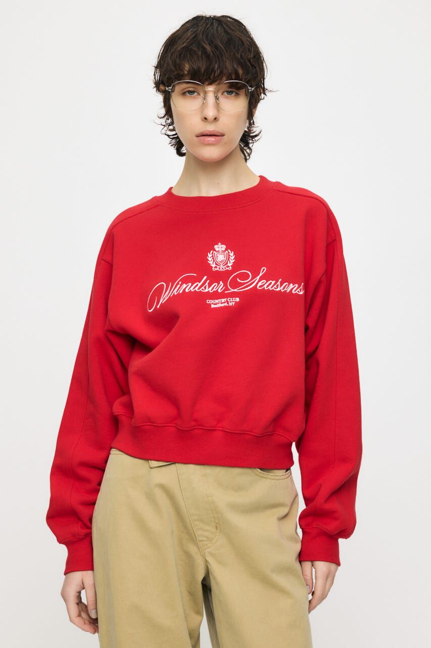 MOUSSY「CC EMBROIDERY プルオーバー」|パーカー|RED