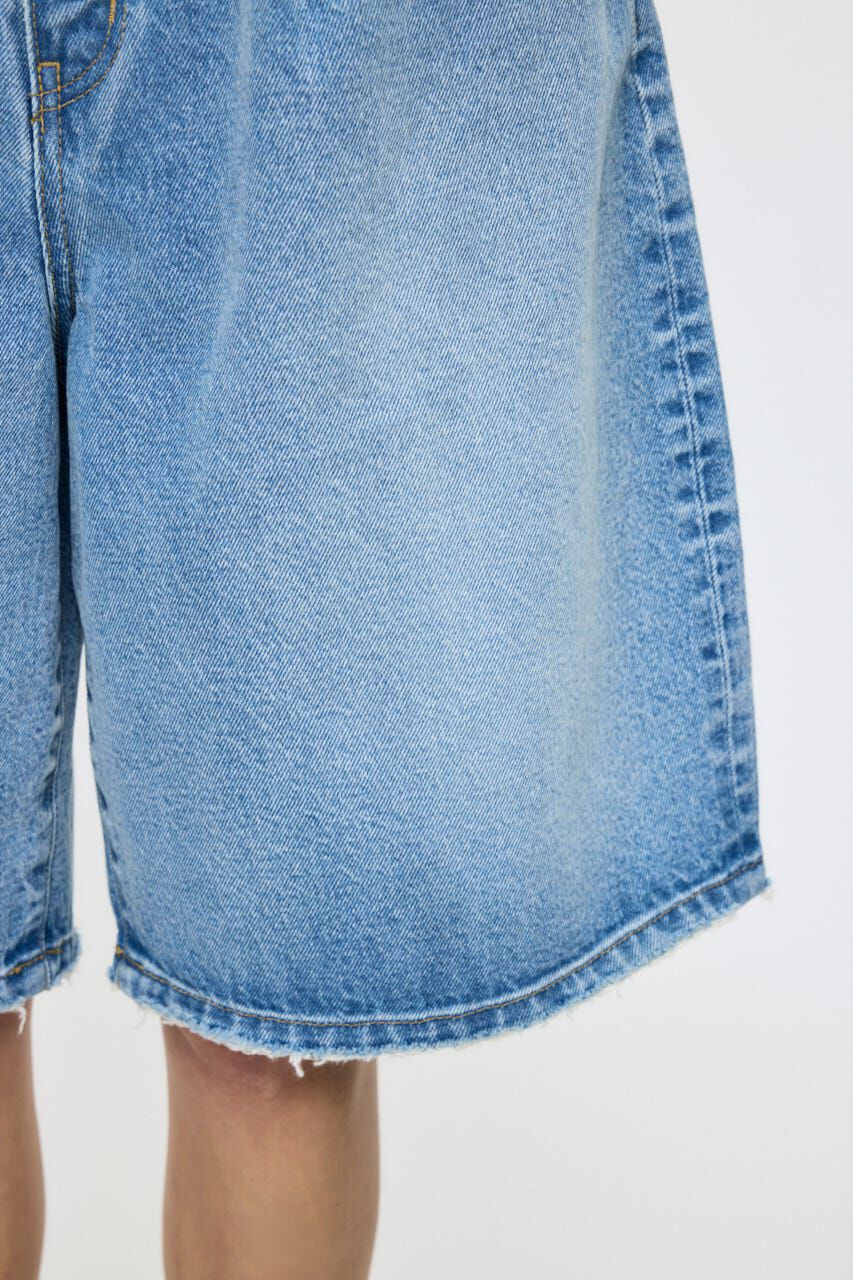 MOUSSY「TUCKED COCOON BERMUDA ショーツ」|デニム|