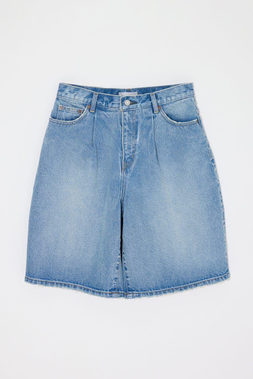 MOUSSY「TUCKED COCOON BERMUDA ショーツ」|デニム|