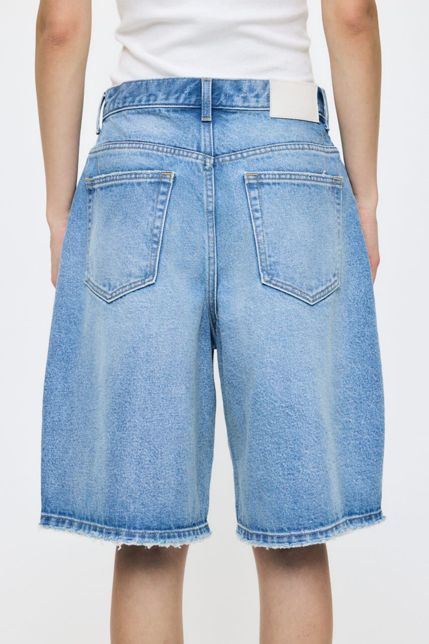 MOUSSY「TUCKED COCOON BERMUDA ショーツ」|デニム|