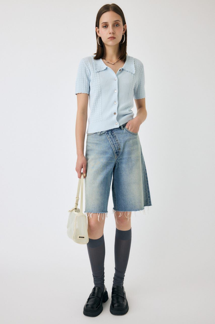 MOUSSY「CROSS WAIST HALF パンツ」|デニム|