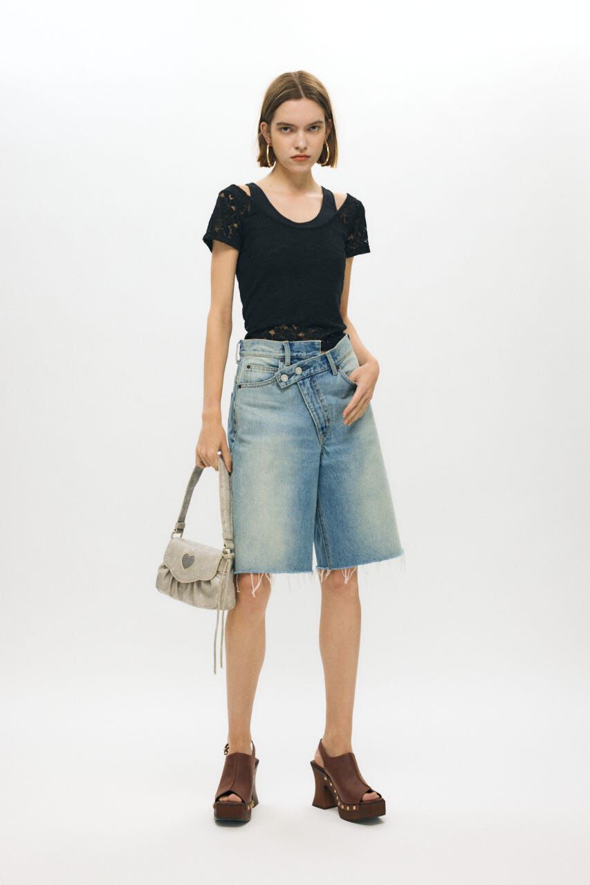 MOUSSY「CROSS WAIST HALF パンツ」|デニム|