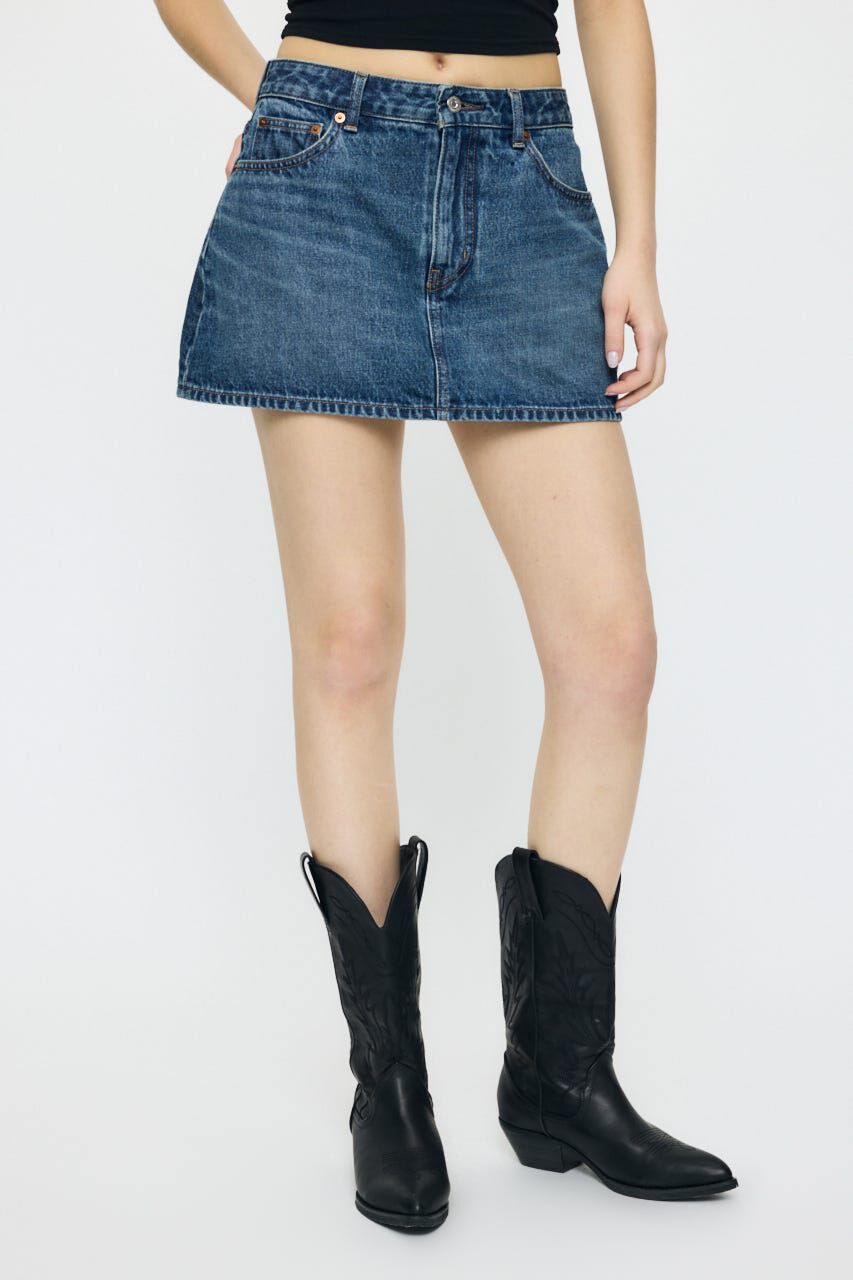 MOUSSY「LOW SLUNG MINI スコート」|デニム|