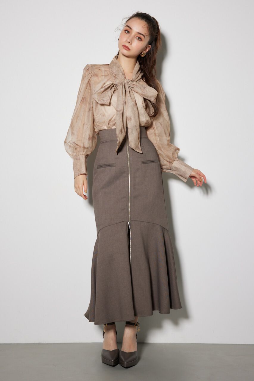 rienda「チュールボウタイネックトップス」|シャツ・ブラウス|