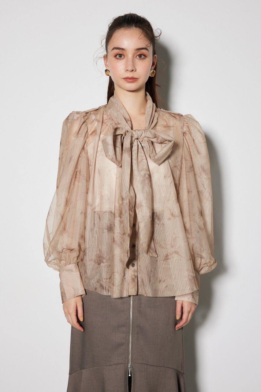 rienda「チュールボウタイネックトップス」|シャツ・ブラウス|