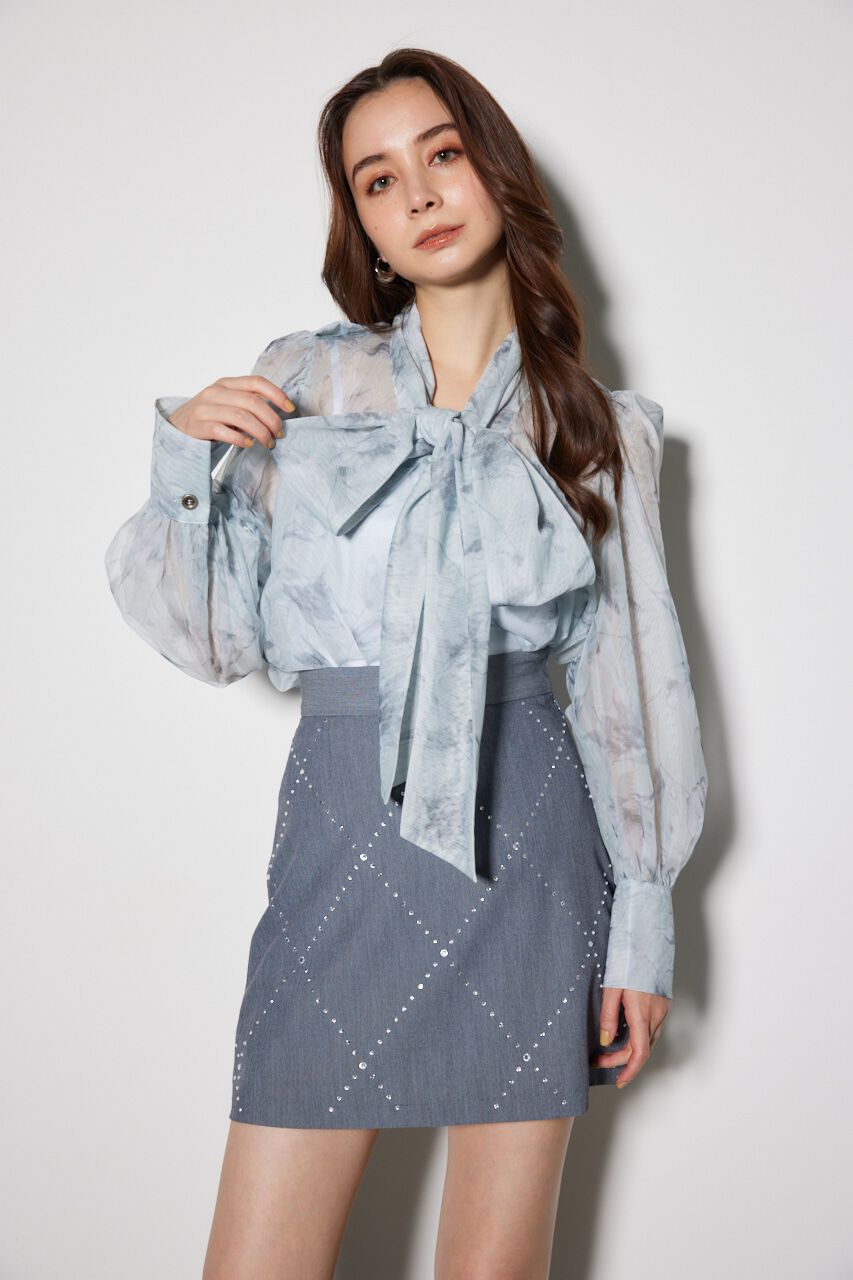 rienda「チュールボウタイネックトップス」|シャツ・ブラウス|