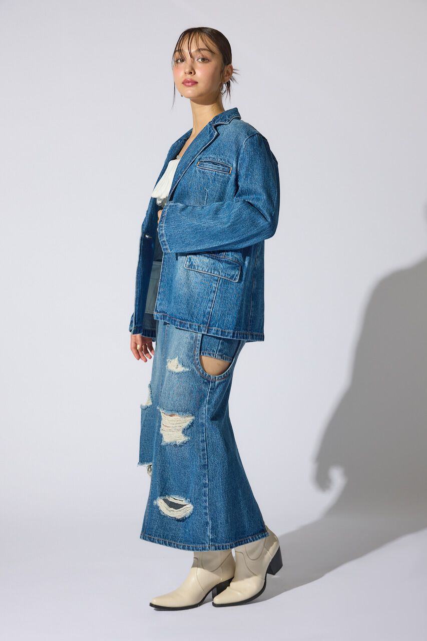 rienda「サイドオープンレイヤードデニムスカート」|スカート|