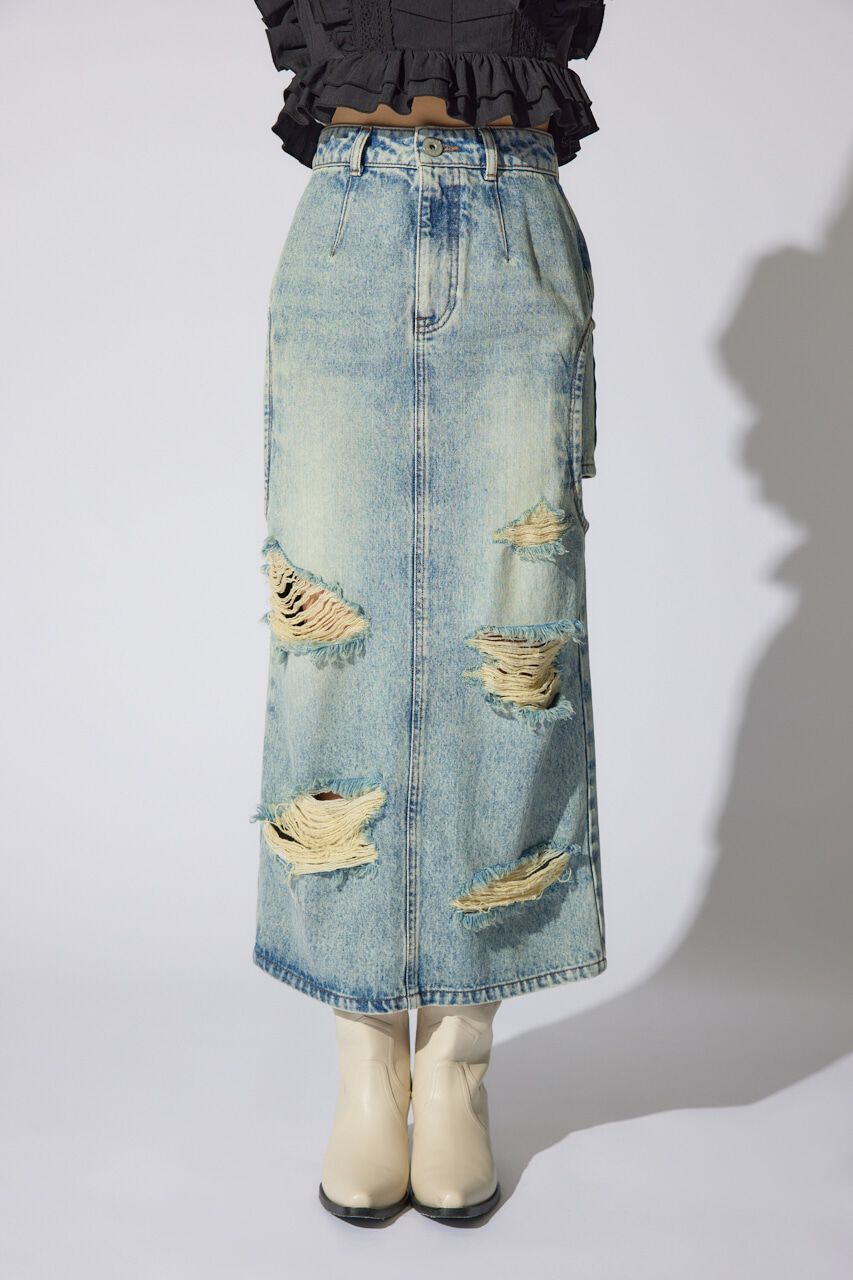 rienda「サイドオープンレイヤードデニムスカート」|スカート|