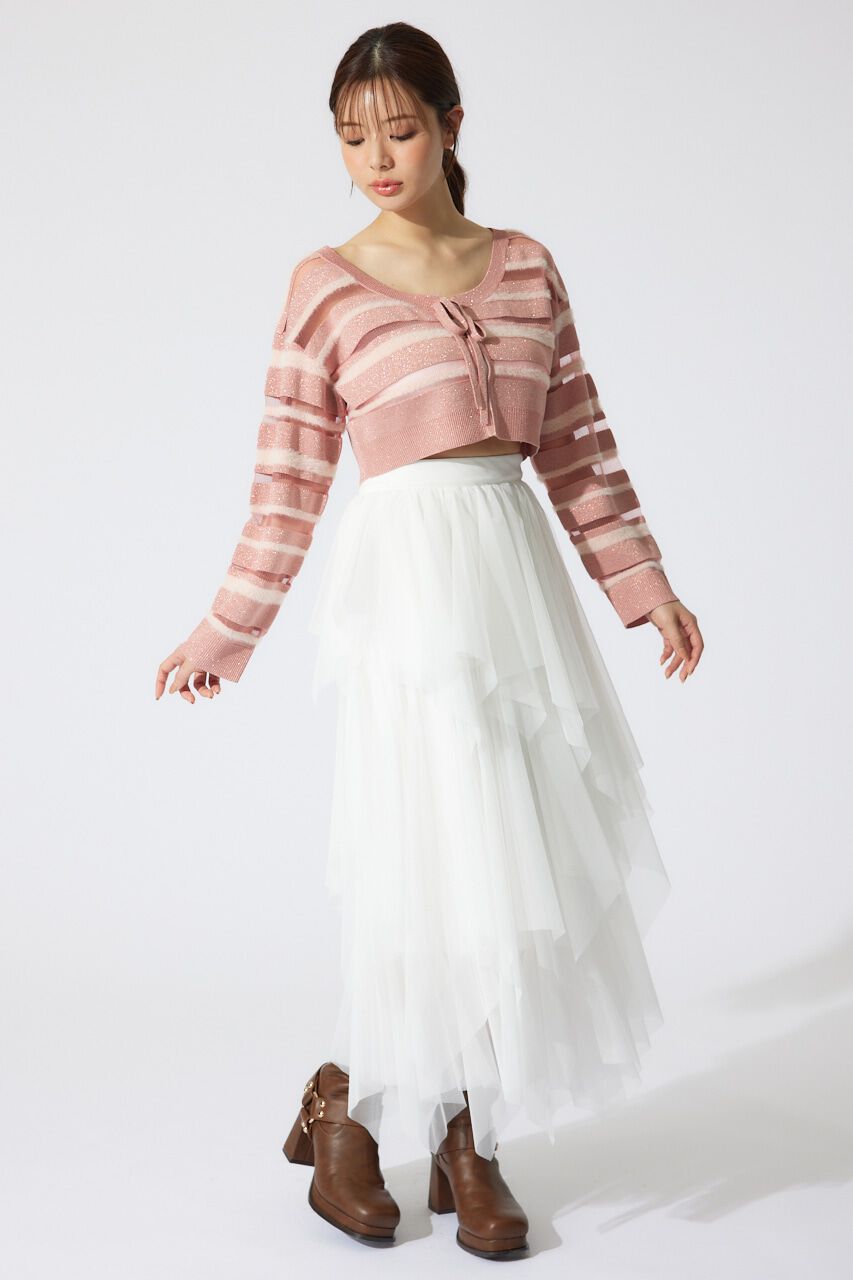 rienda「シアーボーダーニットカーディガン」|カーディガン|