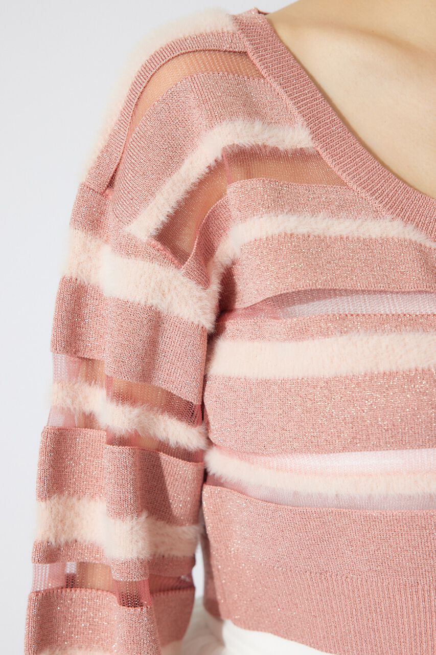 rienda「シアーボーダーニットカーディガン」|カーディガン|