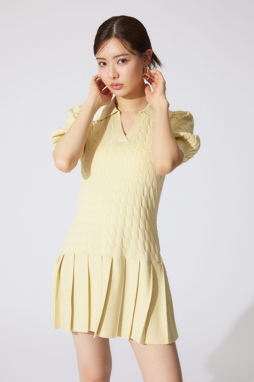 rienda「スキッパーデザインニットミニワンピース」|ワンピース|