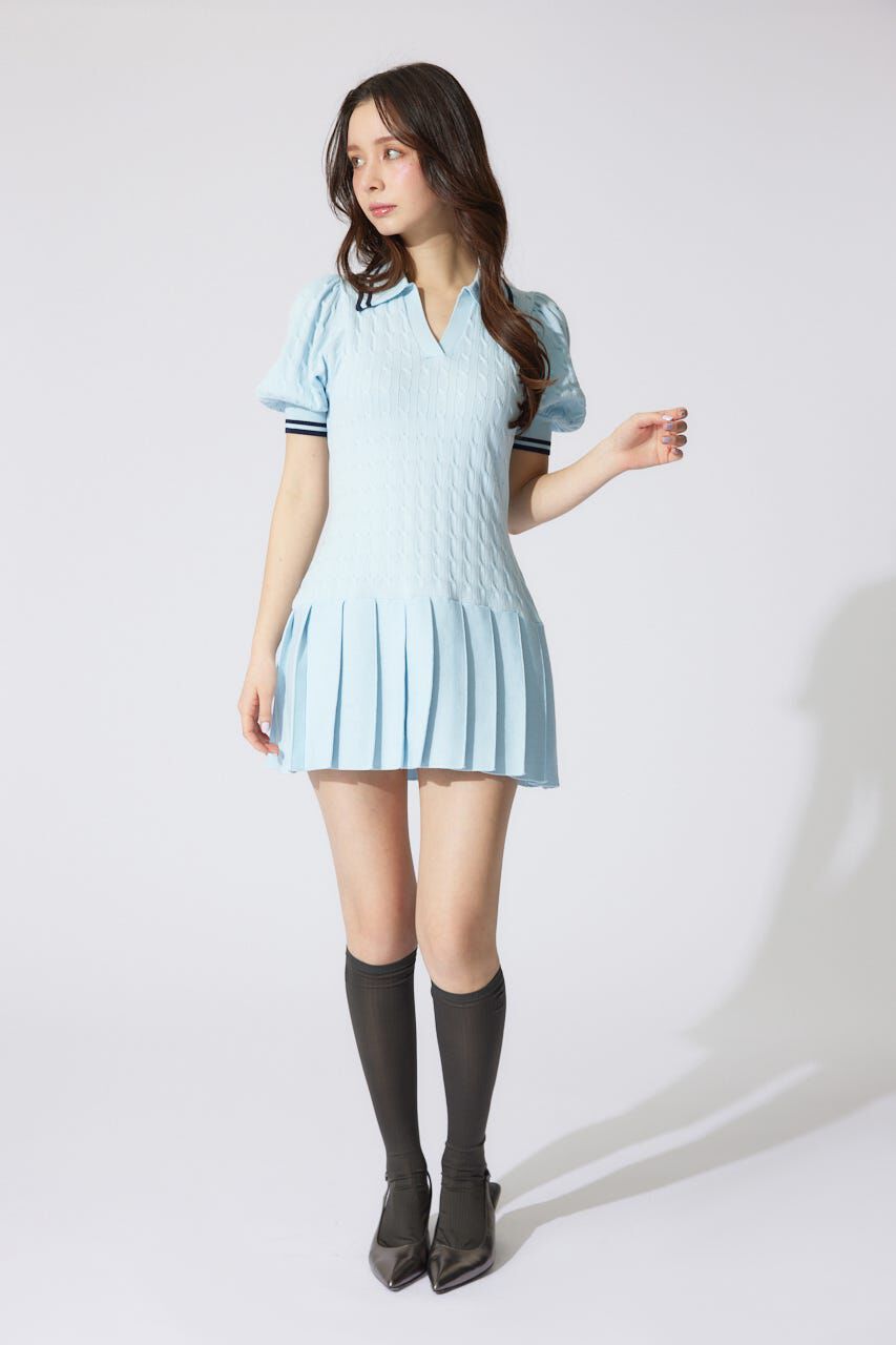 rienda「スキッパーデザインニットミニワンピース」|ワンピース|