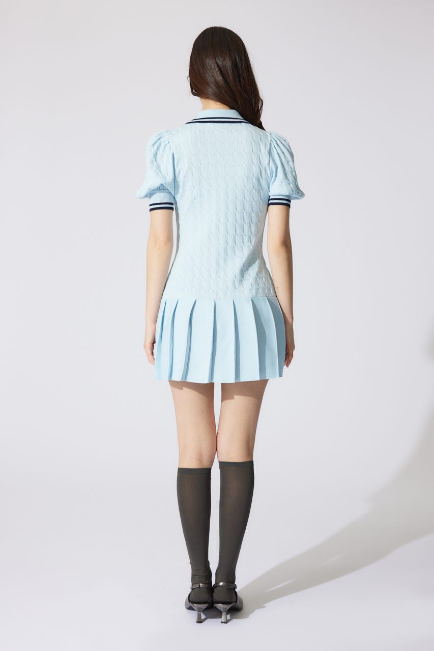 rienda「スキッパーデザインニットミニワンピース」|ワンピース|