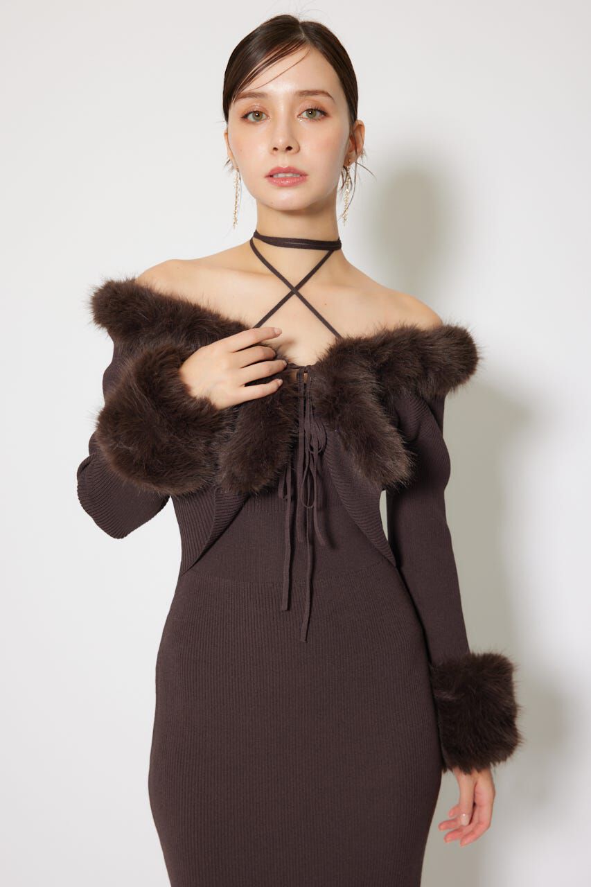 rienda「フェイクファーレディーニットワンピース」|ワンピース|