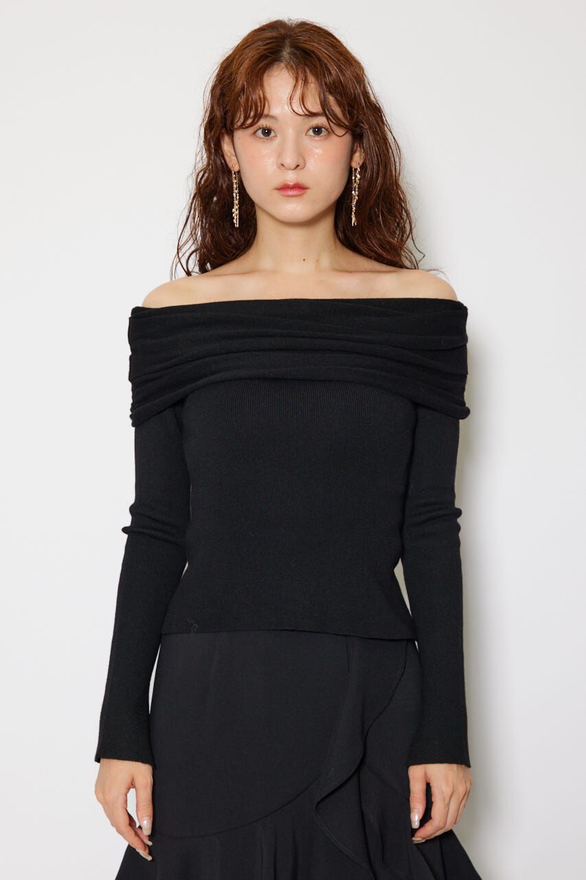 rienda「オフショルギャザーニットトップス」|ニット・セーター|