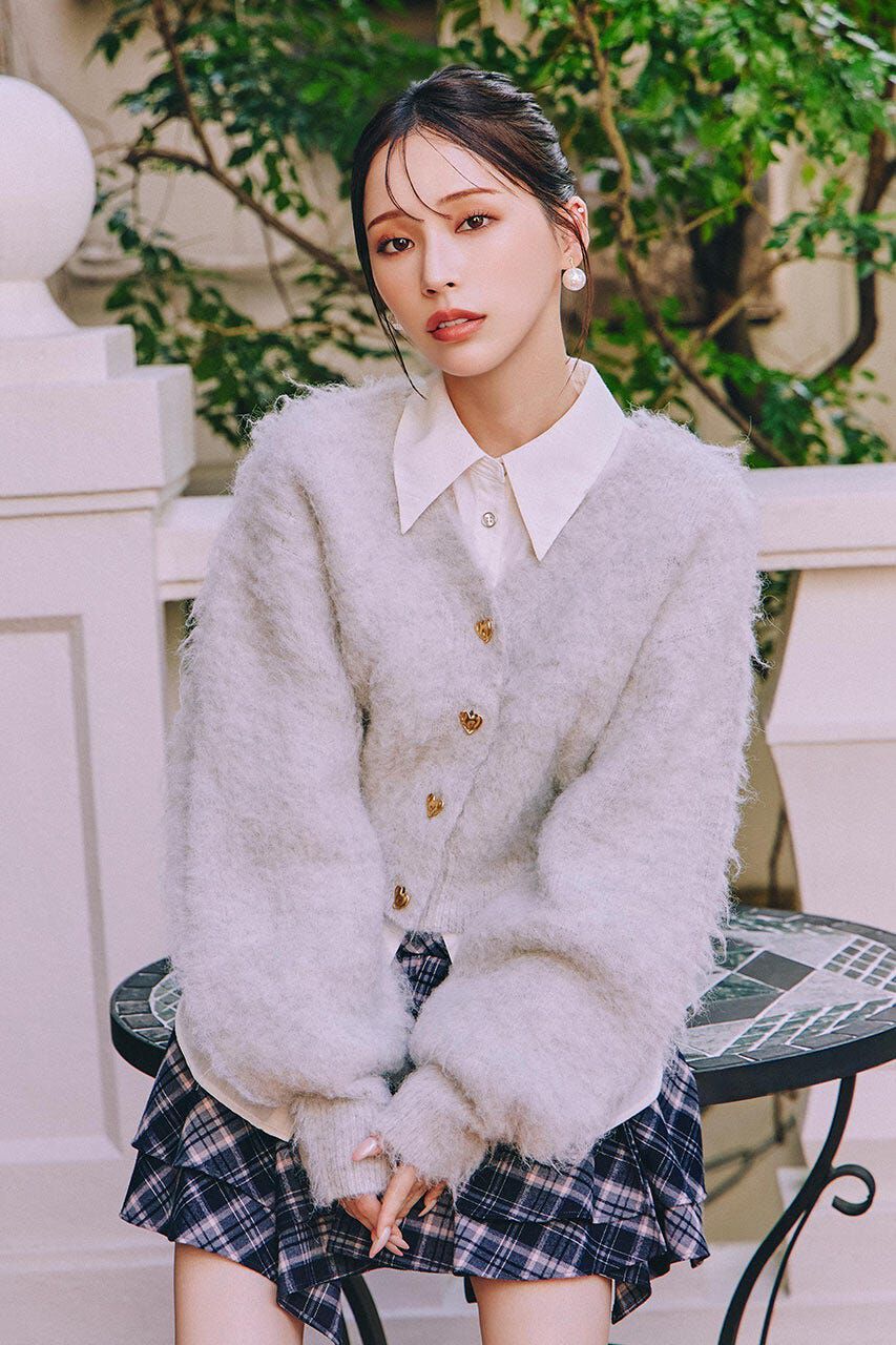 rienda「W faceシャギーニットカーディガン」|カーディガン|L/GRY1