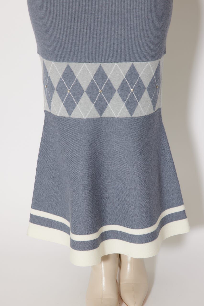 rienda「アーガイルバイカラーカーディガンセットニットワンピース」|ワンピース|