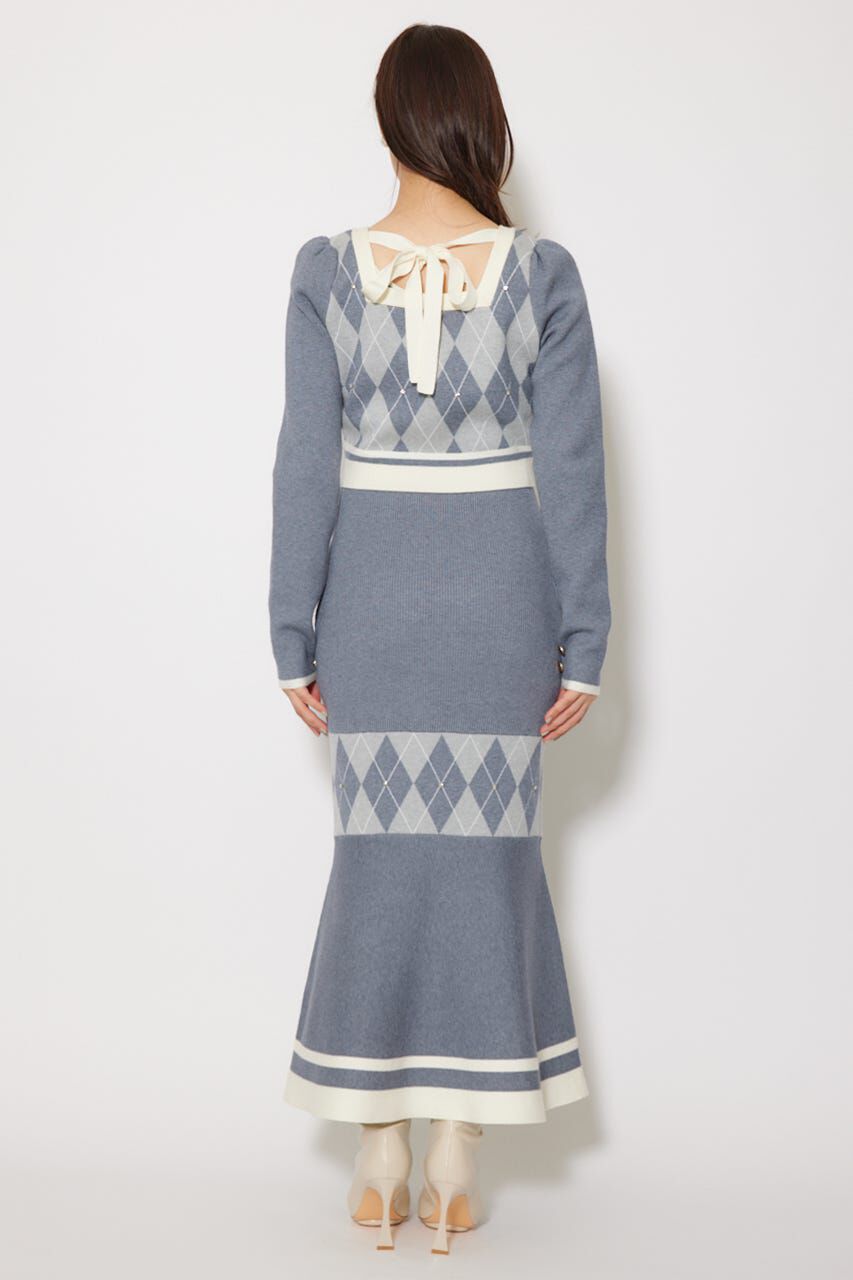 rienda「アーガイルバイカラーカーディガンセットニットワンピース」|ワンピース|