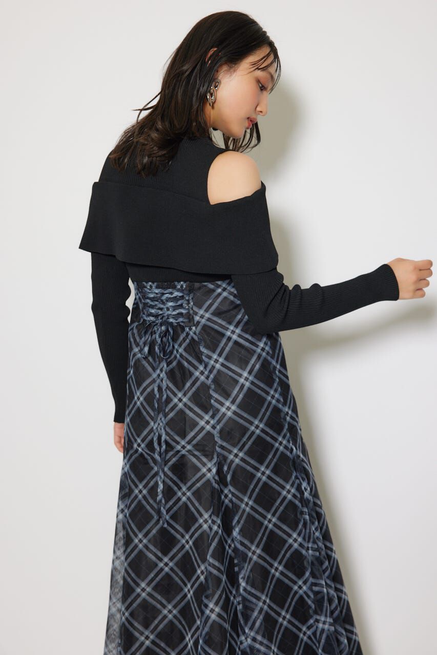 rienda「ドッキングオフショルニットフレアワンピース」|ワンピース|