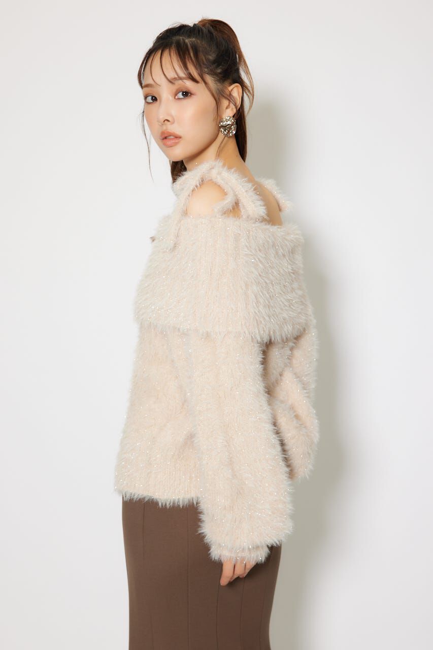 rienda「2WAYファーライクジャガードニットトップス」|ニット・セーター|