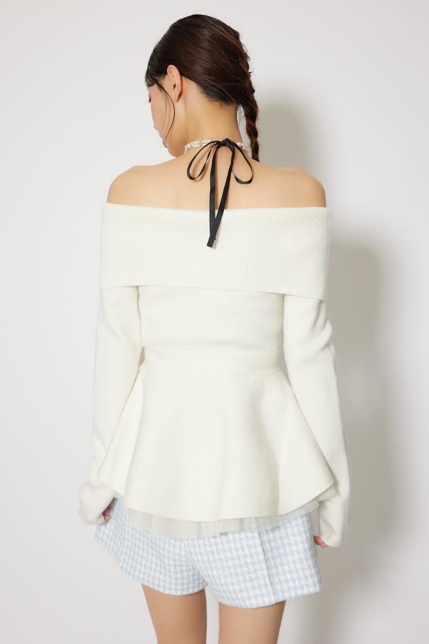 rienda「チュールレイヤードペプラムニットトップス」|ニット・セーター|