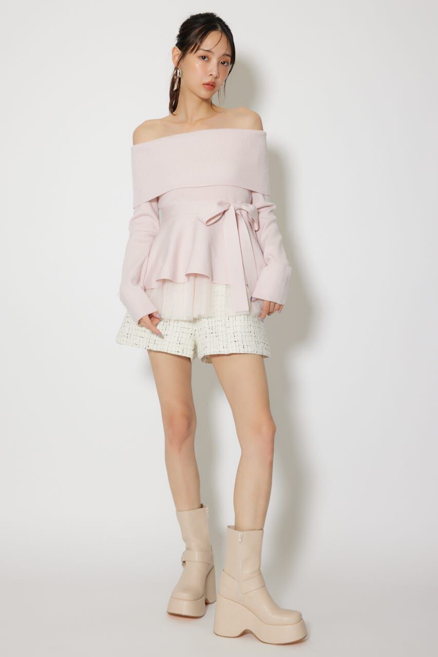 rienda「チュールレイヤードペプラムニットトップス」|ニット・セーター|