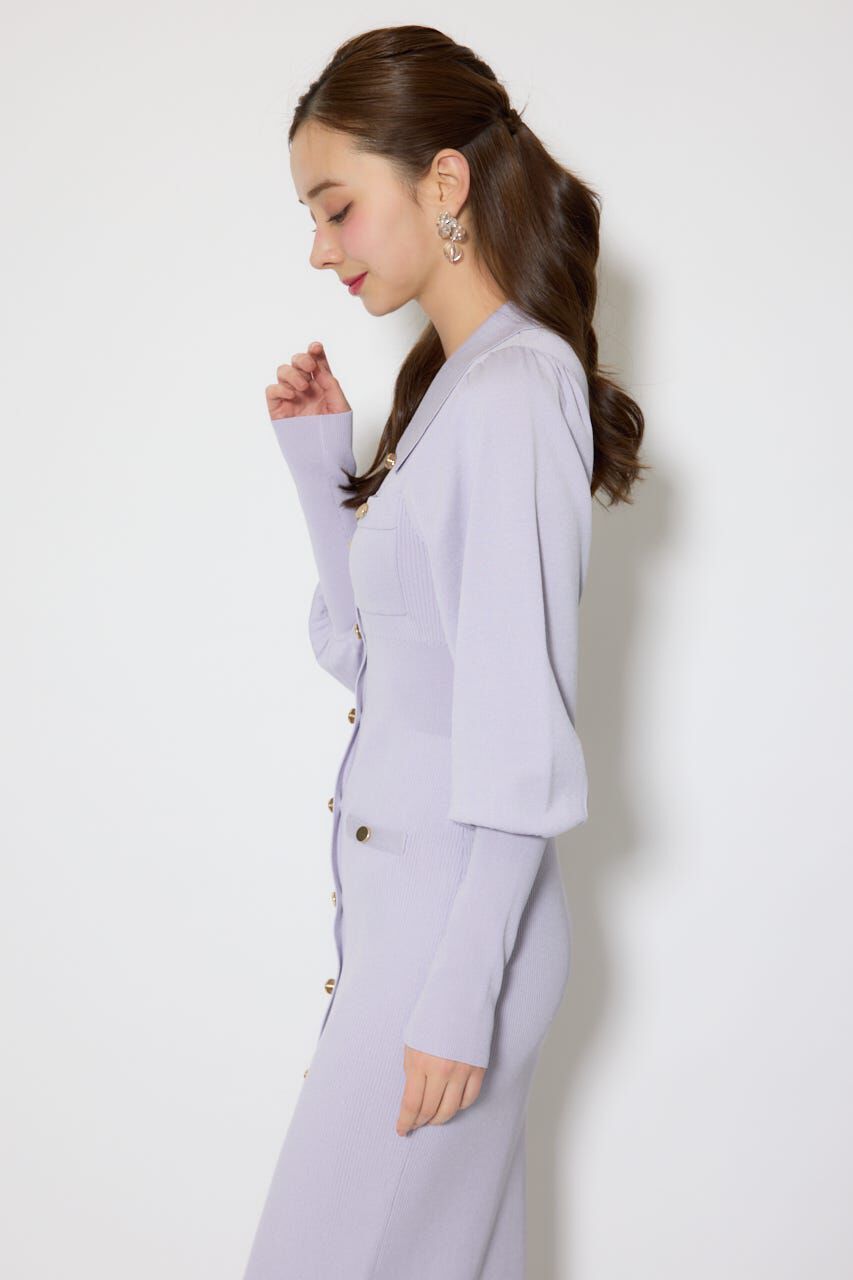 rienda「パフロングスリーブニットタイトワンピース」|ワンピース|