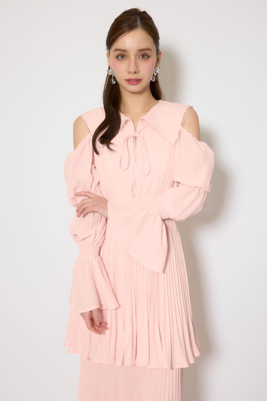 rienda「BIGカラープリーツフレアワンピース」|ワンピース|