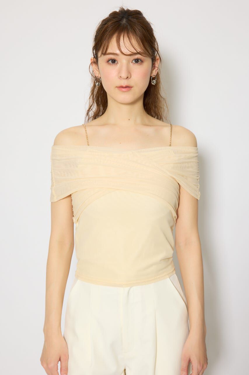 rienda「フロントクロスチュールカットトップス」|Tシャツ・カットソー|