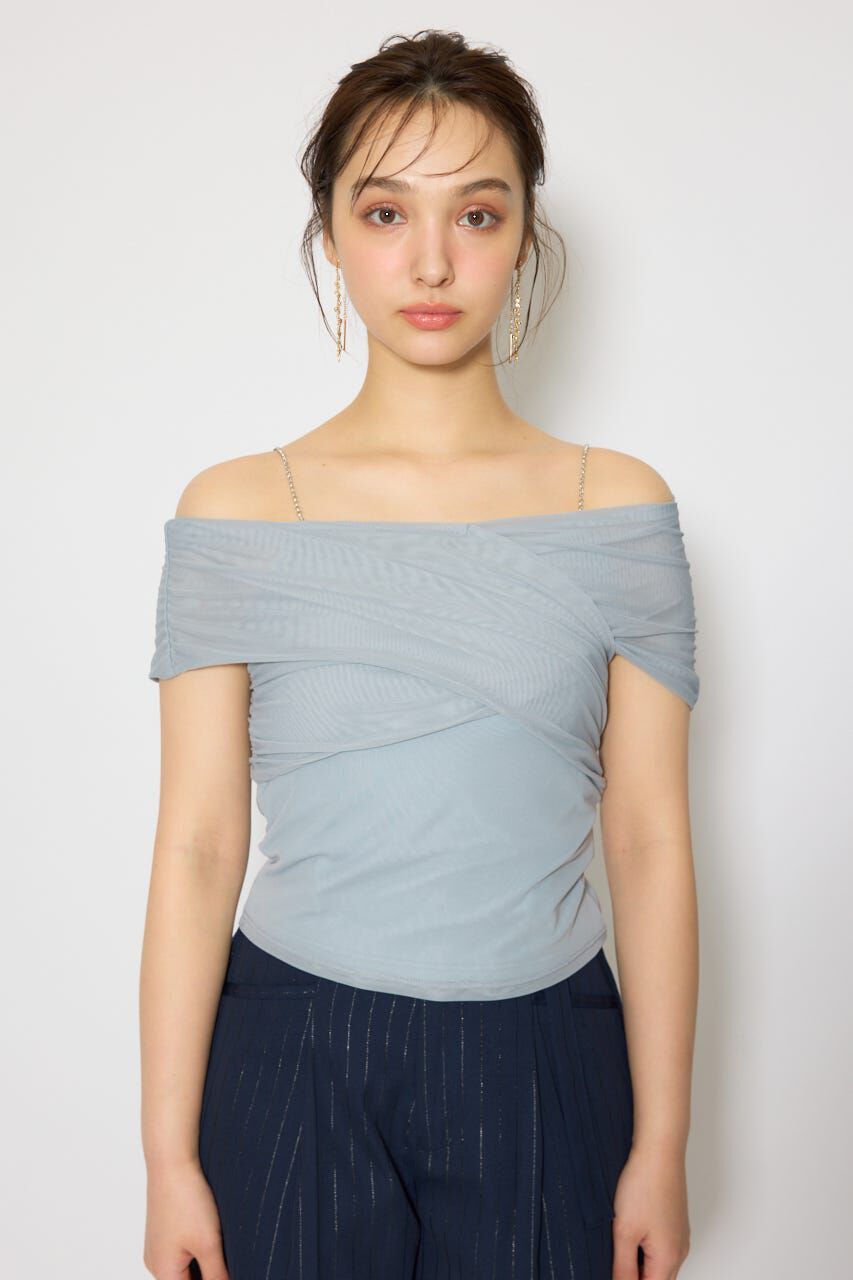 rienda「フロントクロスチュールカットトップス」|Tシャツ・カットソー|