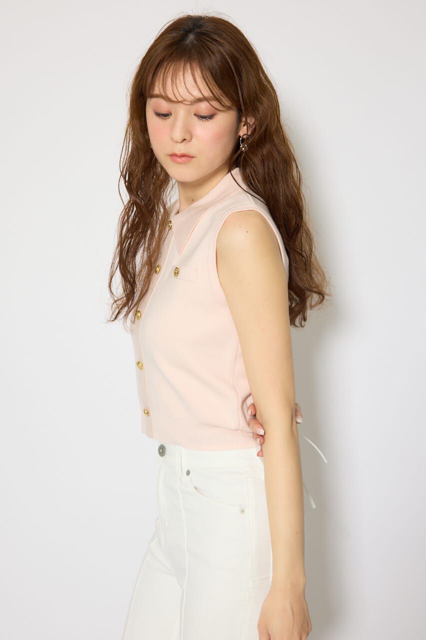 rienda「ゴールドボタンノースリニットトップス」|ニット・セーター|