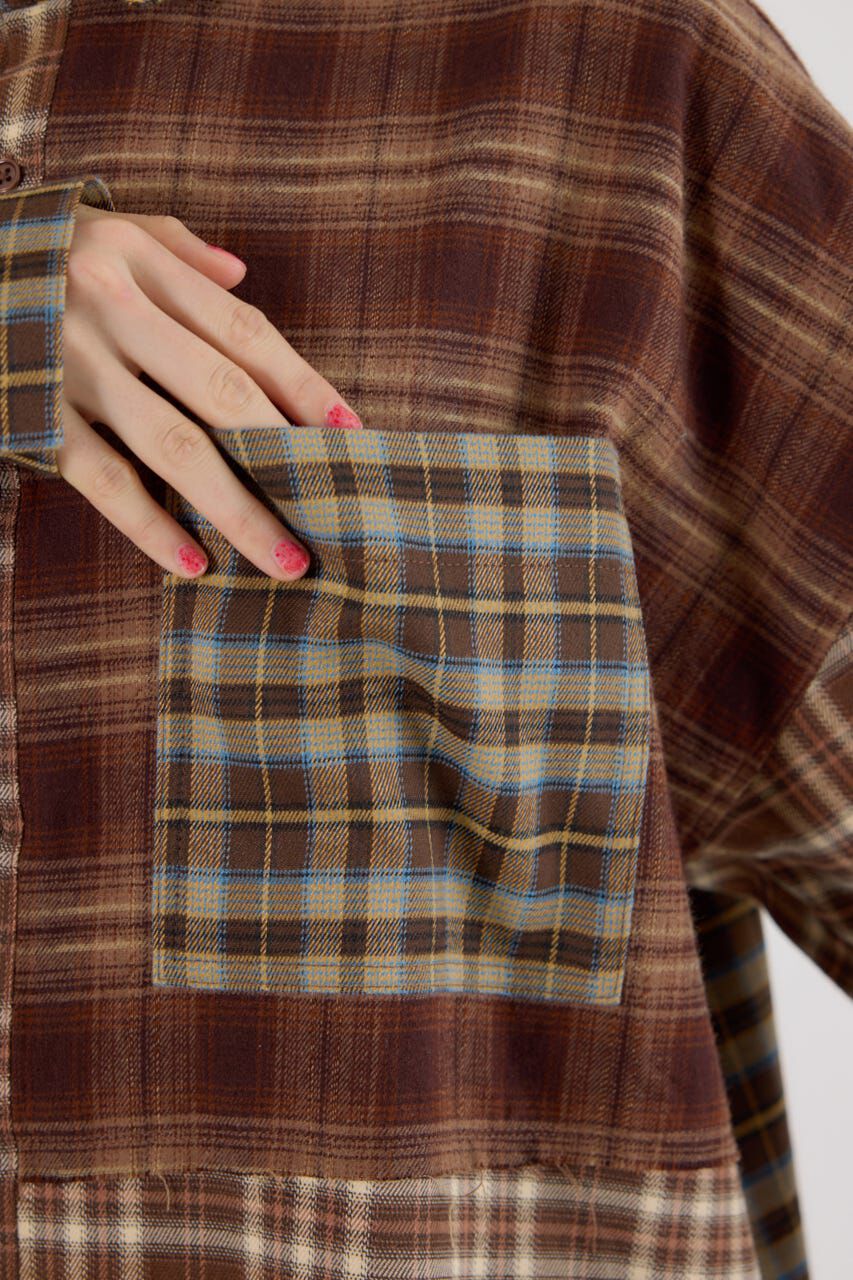 RODEO CROWNS「パッチワークチェックシャツ」|シャツ・ブラウス|