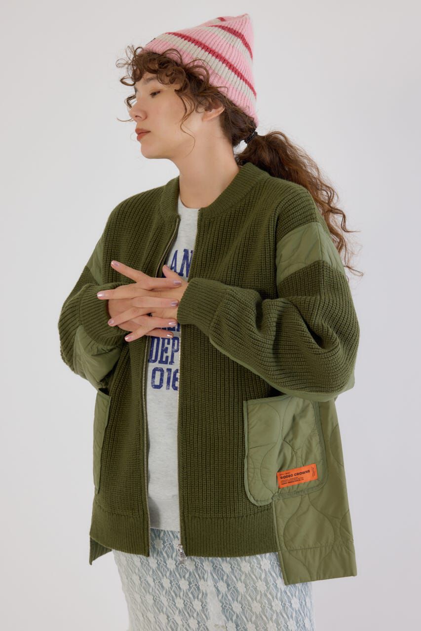 RODEO CROWNS「キルトドッキングニットブルゾン」|カーディガン|