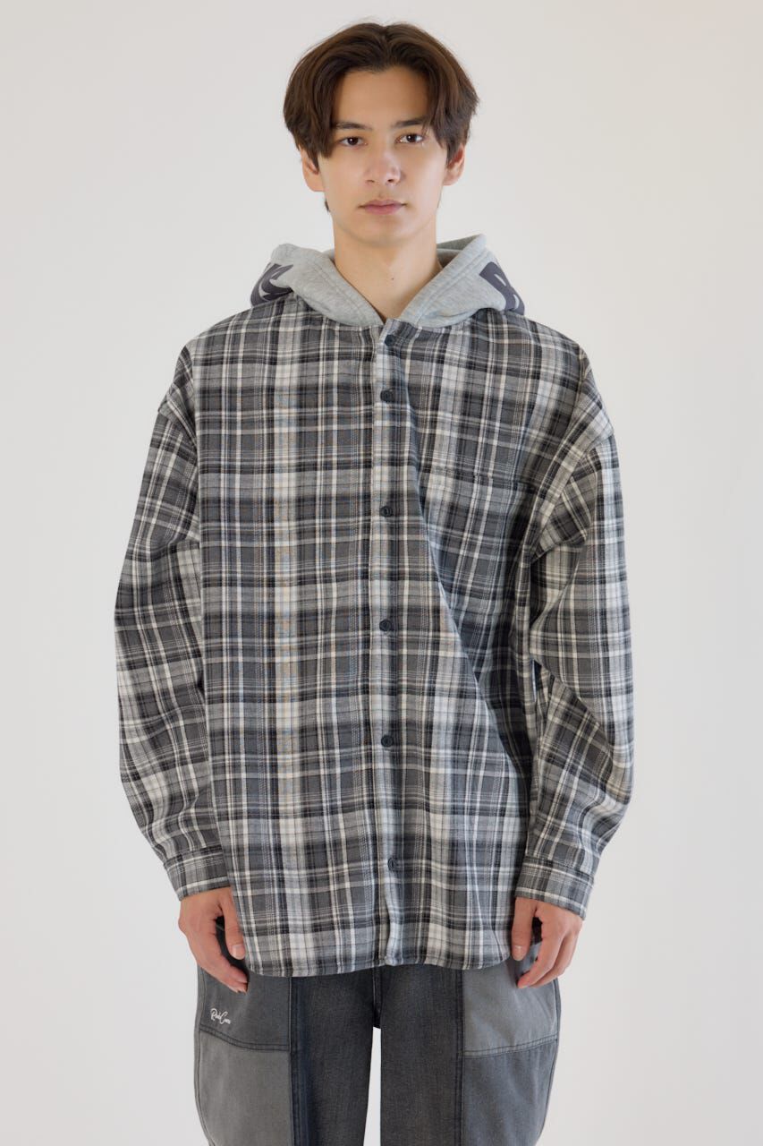 RODEO CROWNS「ボンディングフーデッドチェックシャツ」|シャツ・ブラウス|