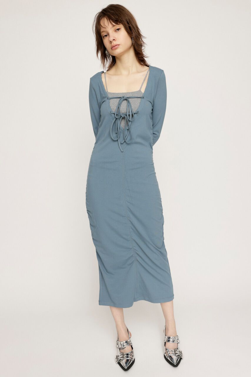 SLY「SHIRRING RIBBON 2WAY ワンピース」|ワンピース|L/BLU1