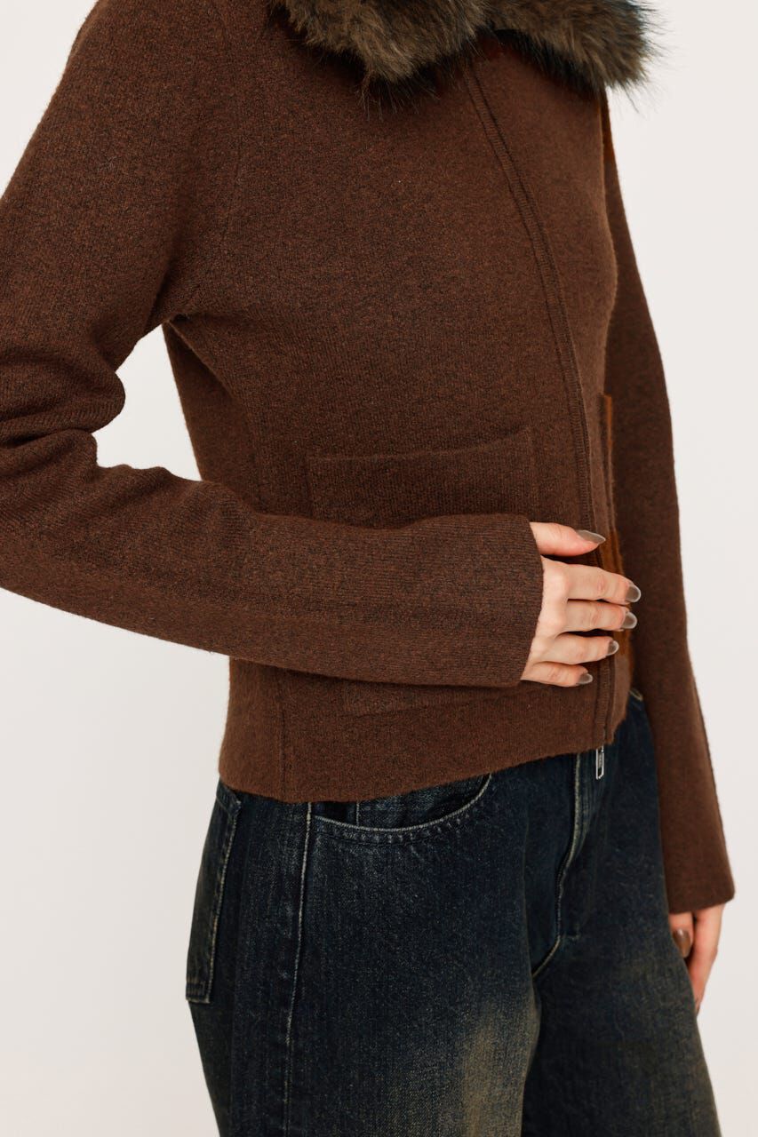 SLY「F／FUR COLLAR KNIT トップス」|その他|