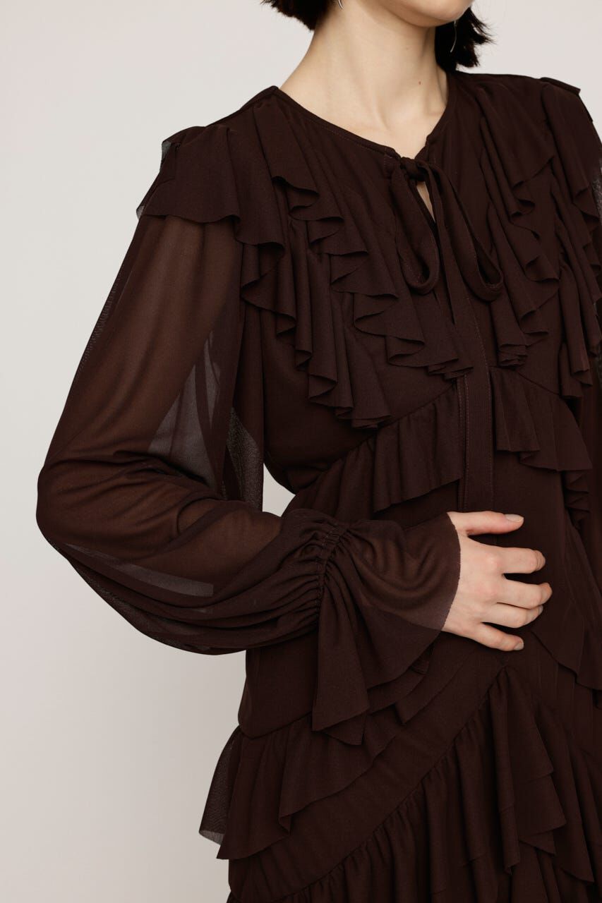 SLY「SHEER FRILL L／ドレス」|ワンピース|