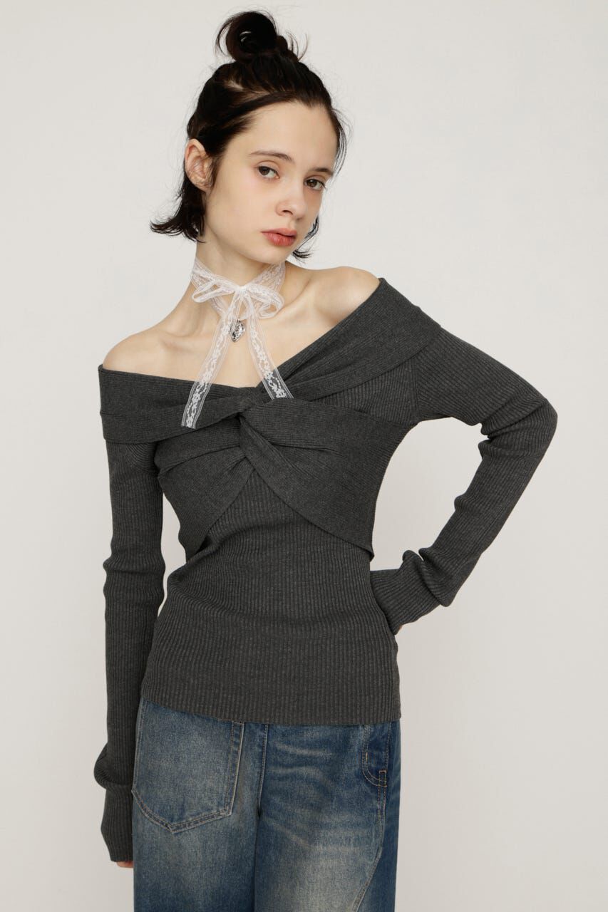 SLY「TWIST RIBBON KNIT トップス」|ニット・セーター|