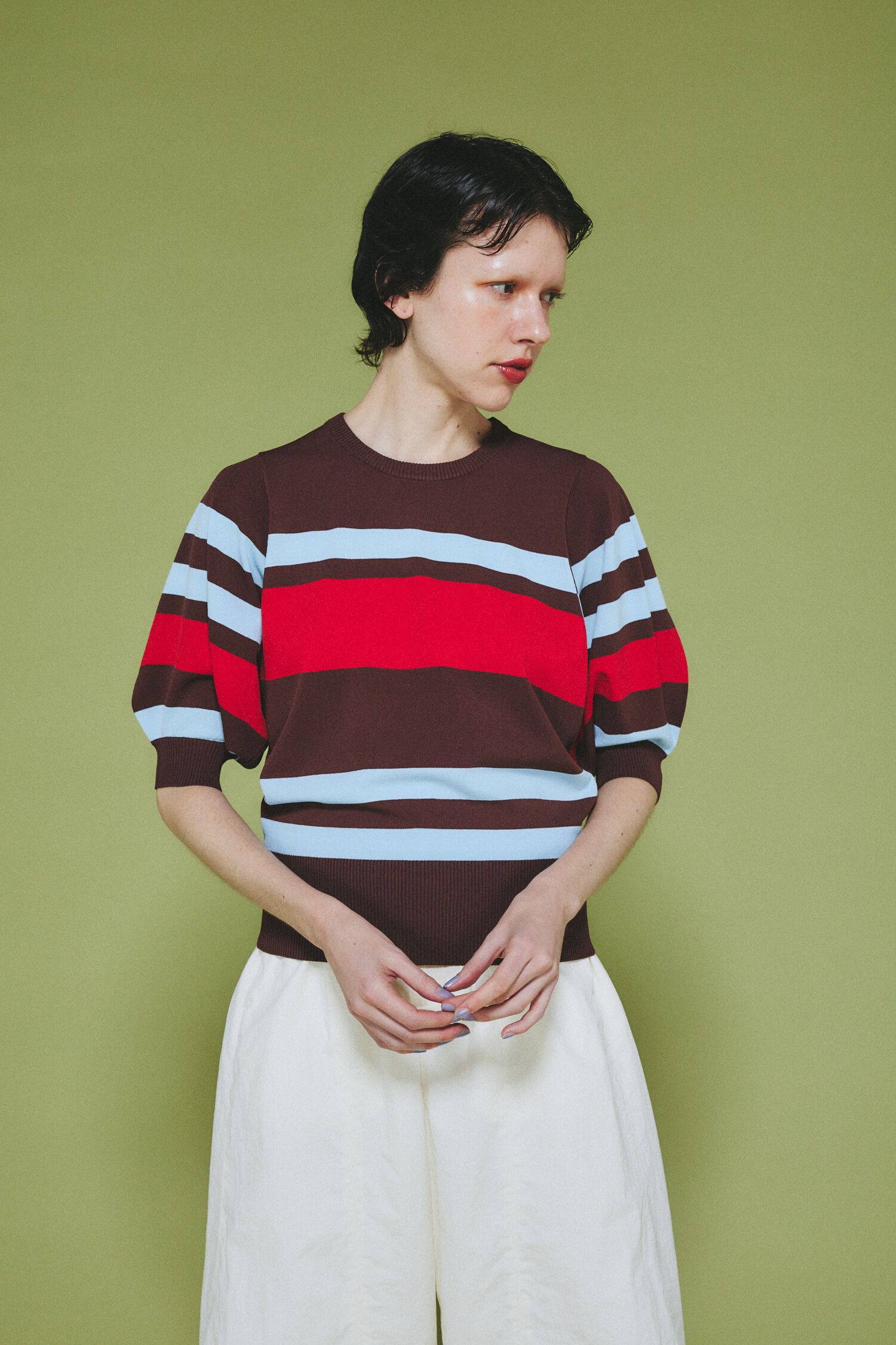 HeRIN.CYE「Border knit tops」|ニット・セーター|BRN