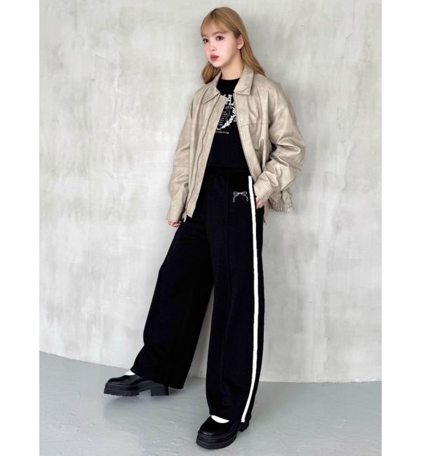 CALNAMUR「SIDE LINE RIBBON PRINT SWEAT PT/サイドラインリボンプリントスウェットパンツ」|その他|