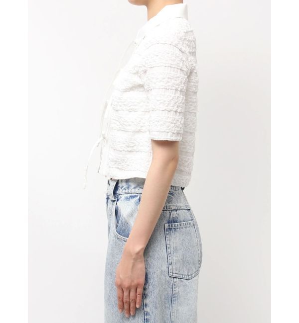 CALNAMUR「シャツカラーギャザーリボンカットソー」|シャツ・ブラウス|