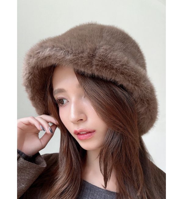 RESEXXY「フェイクファーバケットハット」|ハット|ブラウン