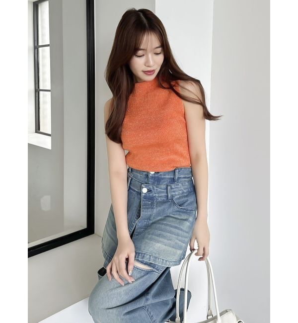 dazzlin「コンパクトノースリラメニットトップス」|ニット・セーター|