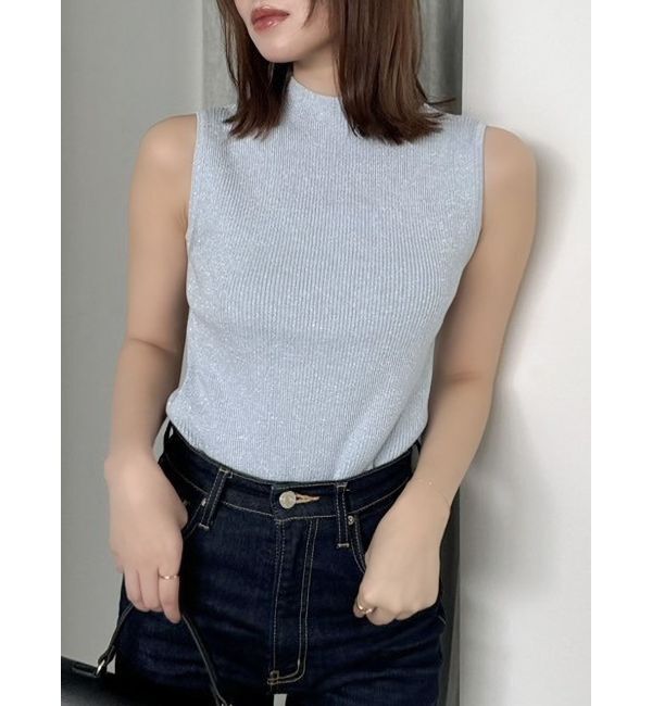 dazzlin「コンパクトノースリラメニットトップス」|ニット・セーター|ブルー