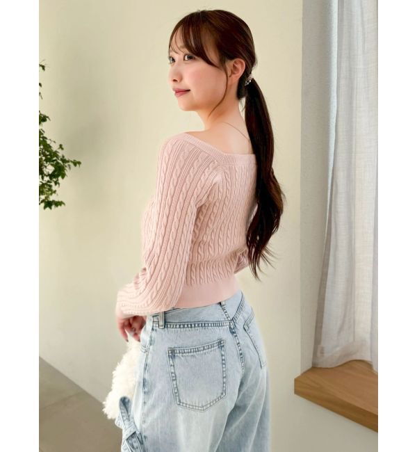 dazzlin「ミニケーブルスクエアニットトップス」|ニット・セーター|